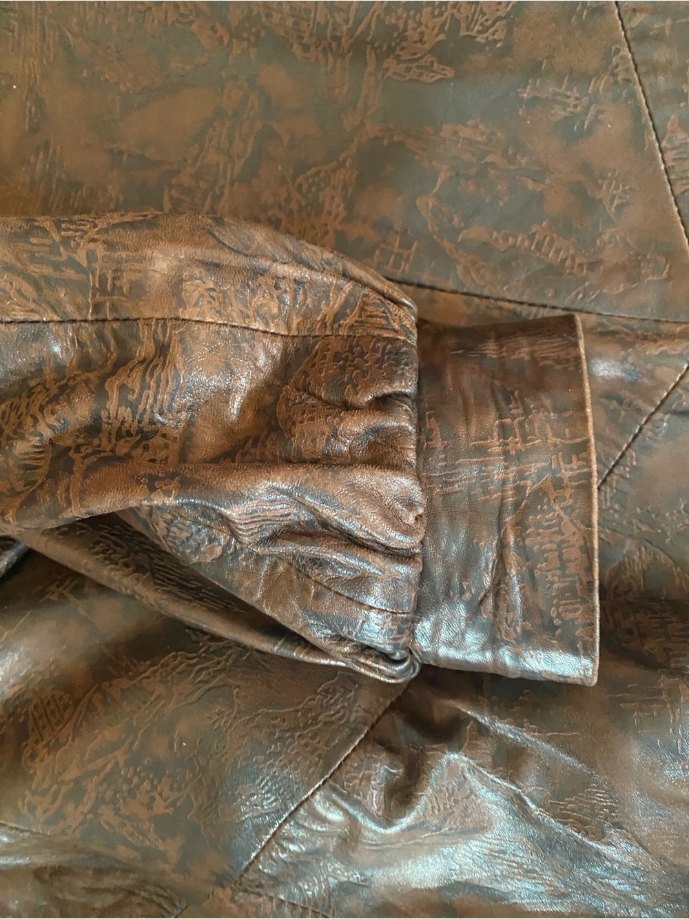 VTG Ottimo Leather Trench Coat Fox Fur Tuxedo Collar Exotic Snakeskin Inlay LG - Picture 10 of 11